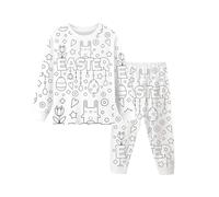 Générique Pyjama Ado Fille Ensemble de vêtements de Maison Peints à la Main pour Enfants,Lapin Pâques,à colorier,pour garçons et Filles,avec lesquels Ils Peuvent Jouer et Porter(White,6-7 Ans)