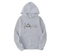 Générique Pyjama Chat Fille à Manches Longues imprimé électrogramme décontracté pour Femme Déguisement Halloween Fille (Grey, L)