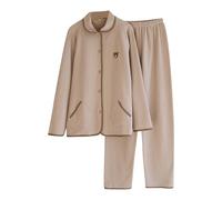 Générique Pyjama Chaud Et Doux,Pyjama en Maille Douce Tenue De Nuit Thermique Et Confortable pour Un SéJour Douillet Et Relaxant à La Maison par Temps Froid (Coffee M)