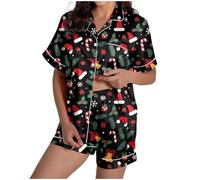 Générique Pyjama Chaud Femme Pijama De Noel Hiver Homme Survêtement Ensemble Pull Family Pajamas Vêtements Nuit 2 Pièces avec Haut À Manches Longues Et Pantalon Noël o-Le Noir M