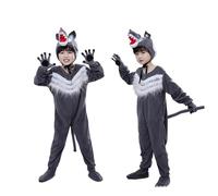 Générique Pyjama Combinaison Fille Combinaison de Performance pour garçons,Costume de Loup,Tenue pour Enfants,Spectacle sur scène,soirée dansante,Printemps été,Ample(Dark Gray,6-7 Ans)