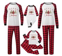 Générique Pyjama de Noël Famille Ensemble à Manches Longues 2 Pièces pour Homme Femme Enfant Amusant Vêtements de Nuit Arbre de Noël Motif Costume de Maison