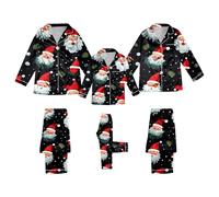 Générique Pyjama de Noel Famille Satin, Ensemble Pyjama Noël Famille Boutonné à Manches Longues avec imprimé, Vêtements de Nuit pour Fête Costume de Nuit pour Femme Homme Enfant Bébé Joyeux Christmas