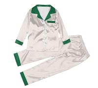 Générique Pyjama de Noel Famille Satin Soie Vêtement pour Femme Homme Couple Enfant à Manches Longues Chemise Boutons Vers avec des le Hiver Pantalon Assorti Vêtements Sexy Chic Deux