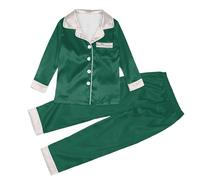 Générique Pyjama de Noel Famille Satin Soie Vêtement pour Femme Homme Couple Enfant à Manches Longues Chemise Boutons Vers avec des le Hiver Pantalon Assorti Vêtements Sexy Chic Deux