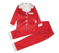 Générique Pyjama de Noel Famille Satin Soie Vêtement pour Femme Homme Couple Enfant à Manches Longues Chemise Boutons Vers avec des le Hiver Pantalon Assorti Vêtements Sexy Chic Deux