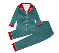 Générique Pyjama de Noel Famille Satin Soie Vêtement pour Femme Homme Couple Enfant à Manches Longues Chemise Boutons Vers avec des le Hiver Pantalon Assorti Vêtements Sexy Chic Deux