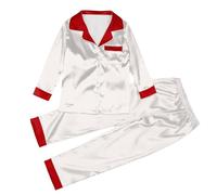 Générique Pyjama de Noel Famille Satin Soie Vêtement pour Femme Homme Couple Enfant à Manches Longues Chemise Boutons Vers avec des le Hiver Pantalon Assorti Vêtements Sexy Chic Deux