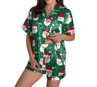 Générique Pyjama De Noël Femme Robe Chambre Coton Haut Ensemble Tee Shirt Nuit Cadeau Noel Chaud Peignoir Polaire Combinaison Set Mode Vert Vêtement D'intérieur Chemise Chaude