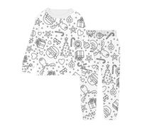 Générique Pyjama Enfant DIY à Peindre à la Main Ensemble de Vêtements de Maison Coloriage Amusant pour Garçon et Fille Tenue Confortable de Nuit(G-White, 8-9years)