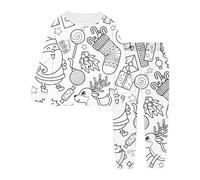 Générique Pyjama Enfant DIY à Peindre à la Main Ensemble de Vêtements de Maison Coloriage Amusant pour Garçon et Fille Tenue Confortable de Nuit(L-White, 6-7years)