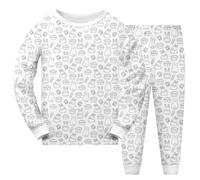 Générique Pyjama Enfant DIY de Pâques à Peindre à la Main Ensemble de Vêtements de Maison Coloriage Amusant pour Garçon et Fille(3-White, 4-5 Years)