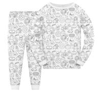 Générique Pyjama Enfant Ensemble Personnalisable Thanksgiving, Kit de Coloriage Créatif Fille Garçon, Tenue à Peindre DIY, Activité Manuelle Ludique(White, 6-7 Years)