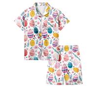 Générique Pyjama Enfant Fille Ensemble de Tenues de Maison peintes à l'œuf Pâques pour Enfants avec Pyjamas colorés Que Les Filles Peuvent Jouer et Porter au Quotidien(10-11 Ans)