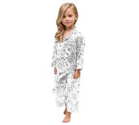 Générique Pyjama Enfant Garçon et Fille Mode Imagination Créativité DIY Croquis Imprimé Soie Imitation Pantalon Tenue de Nuit Amusante(f-White, 5-6 Years)