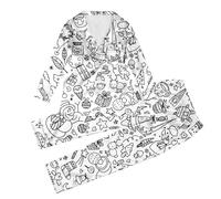 Générique Pyjama Enfant Garçon et Fille Mode Imagination Créativité DIY Croquis Imprimé Soie Imitation Pantalon Tenue de Nuit Amusante(h-White, 7-8 Years)