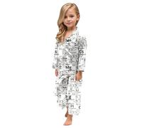 Générique Pyjama Enfant Garçon et Fille Mode Imagination Créativité DIY Croquis Imprimé Soie Imitation Pantalon Tenue de Nuit Amusante(e-White, 3-4 Years)