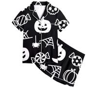 Générique Pyjama Enfant Garcon Fille 2 Pièces Deguisement Halloween Costume d'Halloween Ensembles de et Ado VêTements Maison Vêtement Nuit Filles Cadeaux