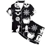 Générique Pyjama Enfant Garcon Fille De Halloween Lot 2 Ensembles et Ado Mignon Costume Vêtement Nuit pour Le Carnaval la Fête d'halloween