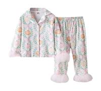 Générique Pyjama Enfant Manches Longues,AdolescentTenues Détente Ensembles de Mignonne Pyjamas pour Enfants Colorier Col Rond Pantalon Idée Printemps et Automne