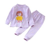 Générique Pyjama Enfant Manches Longues AdolescentTenues Détente Impression de Dessin animé Loungewear décontracté Tenue Haut et Pantalon Idée Cadeau pour Petites Filles garçons