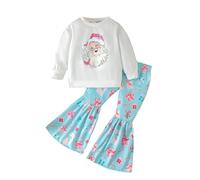 Générique Pyjama Enfant Noël Fille Vêtement Fille Manches Longues Christmas Cartoon Imprimé T Shirt Pullover Haut Bas Pantalon Carnaval Noël Doux Élégant Vêtement Sportif