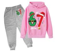 Générique Pyjama Enfant Pyjama Fille Ensemble de Hoodie de Noël pour Filles Quotidien Confortable Tenue décontractée stylée sans Poches