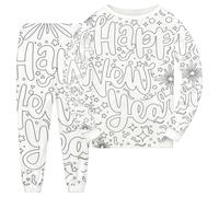Générique Pyjama Enfant Pyjamas à Faire Soi Même pour Enfants Ensemble de Graffiti DIY de Noël Enfants élastique Confortable Vêtement de Maison Quotidien stylé