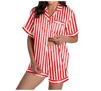 Générique Pyjama Ete Femme Ensemble De Pijamas Coton Short À Manches Courtes Haut Été Pyjashort Court Satin Tee Shirt Nuit Pijama Détente Enceinte