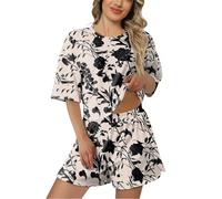 Générique Pyjama Femme Confortable en Coton Doux, Ensemble de Nuit 2 Pièces Élégant, Tenue d'Intérieur pour Un Sommeil Paisible et des Moments de Détente(Beige, XXL)