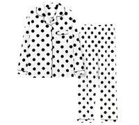 Générique Pyjama Femme Coton Ensembles 2 Pcs Pyjama Coton Hiver Chaud Homewear Femmes Grande Taille Basics Ensemble Pijama Manches Longues Boutonné Debardeur Pantalon Vêtements Noir Set Sleepwear