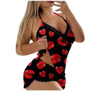 Générique Pyjama Femme Court Ensemble De Pyjama Confortable Saint Valentin Nuisette Pyjama Pyjama Pas Cher pour Femme sans Manches Pyjama Automne Femme