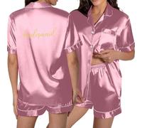 Générique Pyjama Femme Été Pantalon Ensemble Short pour Haut De Pyjashort Vêtements Nuit Satin Pajamas Court des Femmes Ete Pijama Tee Shirt T-Shirt Enceinte À Manches Courtes
