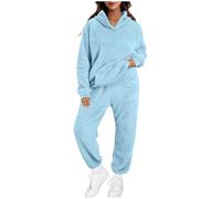 Générique Pyjama Femme Pilou Pilou Ensembles de Pyjama en Polaire Chaud et Doux Hiver Ensembles de Chaud et Doux Combinaison Filles Flanelle Loungewear Sleepwear
