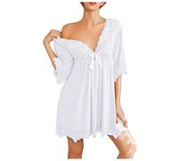 Générique Pyjama Femme Sensuel Style Élégant Pure Désir en Soie Glacée pour Maison Tenue De Nuit Affinante Et Séduisante pour Soirées Spéciales(White, XXL)