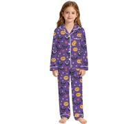 Générique Pyjama Fille, d'halloween avec Un imprimé spécial Ensemble décontracté à Manches Courtes adapté aux de 3 à 14 Ans Lavable en Machine pour Toutes Saisons Usage Quotidien Scolaire