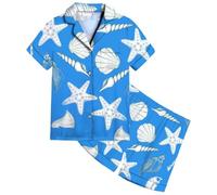 Générique Pyjama Fille,Pyjama en Satin pour Fille, Imprimé OcéAn, Confortable, Doux Et DéContracté, IdéAl pour Les Tout-Petits Et Les Adolescents (Blue, 8-9 Years)