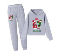 Générique Pyjama Fille Pyjama Satin Fille Ensemble de Hoodie Court de Noël pour Filles décontracté stylé Tenue Quotidienne élastique décontractée