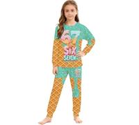 Générique Pyjama Garçon Fille à Manches Longues Ensemble Pyjama 2 Pièces pour Nuit Imprimé 67 Meme Crème Glacée Haut Pantalons Animaux Mignons Unisexe Enfants Sleepwear Loungewear