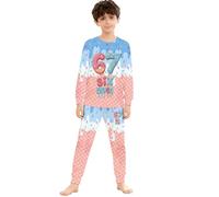 Générique Pyjama Garçon Fille à Manches Longues Ensemble Pyjama 2 Pièces pour Nuit Imprimé 67 Meme Crème Glacée Haut Pantalons Animaux Mignons Unisexe Enfants Sleepwear Loungewear