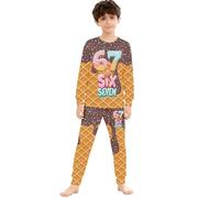 Générique Pyjama Garçon Fille à Manches Longues Ensemble Pyjama 2 Pièces pour Nuit Imprimé 67 Meme Crème Glacée Haut Pantalons Animaux Mignons Unisexe Enfants Sleepwear Loungewear