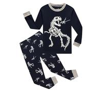 Générique Pyjama Garçon Solides Manches Longues Tenues Doux Confortable Vêtements de Détente Coton Biologique Haut Col Rond Pantalon Ado pour Enfants garçons et Filles