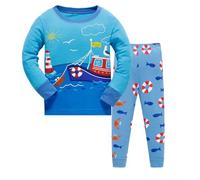 Générique Pyjama Garçon Vêtement de Nuit Enfant Loungewear décontracté Tenue en Coton Doux Haut Col Rond Pantalon Ado Tenues Détente Enfants et Jeunes