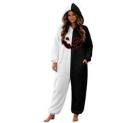 Générique Pyjama Halloween Femme Citrouille Flanelle Deux Tons Combinaison Douce Confortable Pyjama Squelette Effrayant Polaire Intégral Combinaison Cosplay Détente pour Soirée Halloween à Thème