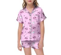 Générique Pyjama Halloween Fille, Halloween Fille Ajustement Décontracté Ensemble Court Manches Longues Doux Respirant Quotidien Domicile Pantalon Élastique Polyvalent Nuit Ample Confortable