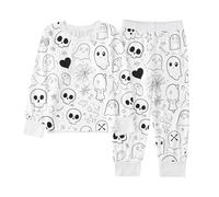 Générique Pyjama Halloween Fille, Halloween Garçon Manches Longues Ensemble Nuit Imprimé Créatif à Personnaliser Tenue Confortable Doudoune garçon 2-10 Ans Vêtement Coton Doux pour Repos Quotidien