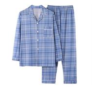 Générique Pyjama Homme Confortable Ensemble Deux Pièces Vêtement de Nuit et de Maison pour Un Sommeil Réparateur et Un Repos Optimal en Toute Saison (Blue, XXL)