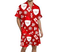 Générique Pyjama Homme Manches Courtes Short imprimé Motifs Noël Tenue Douce idéale pour soirées joyeuses Repos Maison Ensemble Parfait Cadeau Hiver Confort Ultime vêtement de Nuit