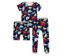 Générique Pyjama Manches Longues Garcon Deux Pièces, Ensemble Pyjama garçon 3 pièces Confortable imprimé col Rond Doux Respirant idéal pour Nuit école Maison détente