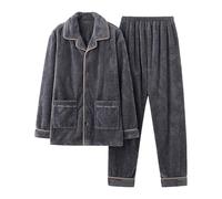 Générique Pyjama Manches Longues pour Homme,Pyjama Hiver Vêtement Col Rond Rayé Vêtements Homme Sweat Surdimensionné DéTente Hommes Deux PièCes d'intérieur De Nuit
